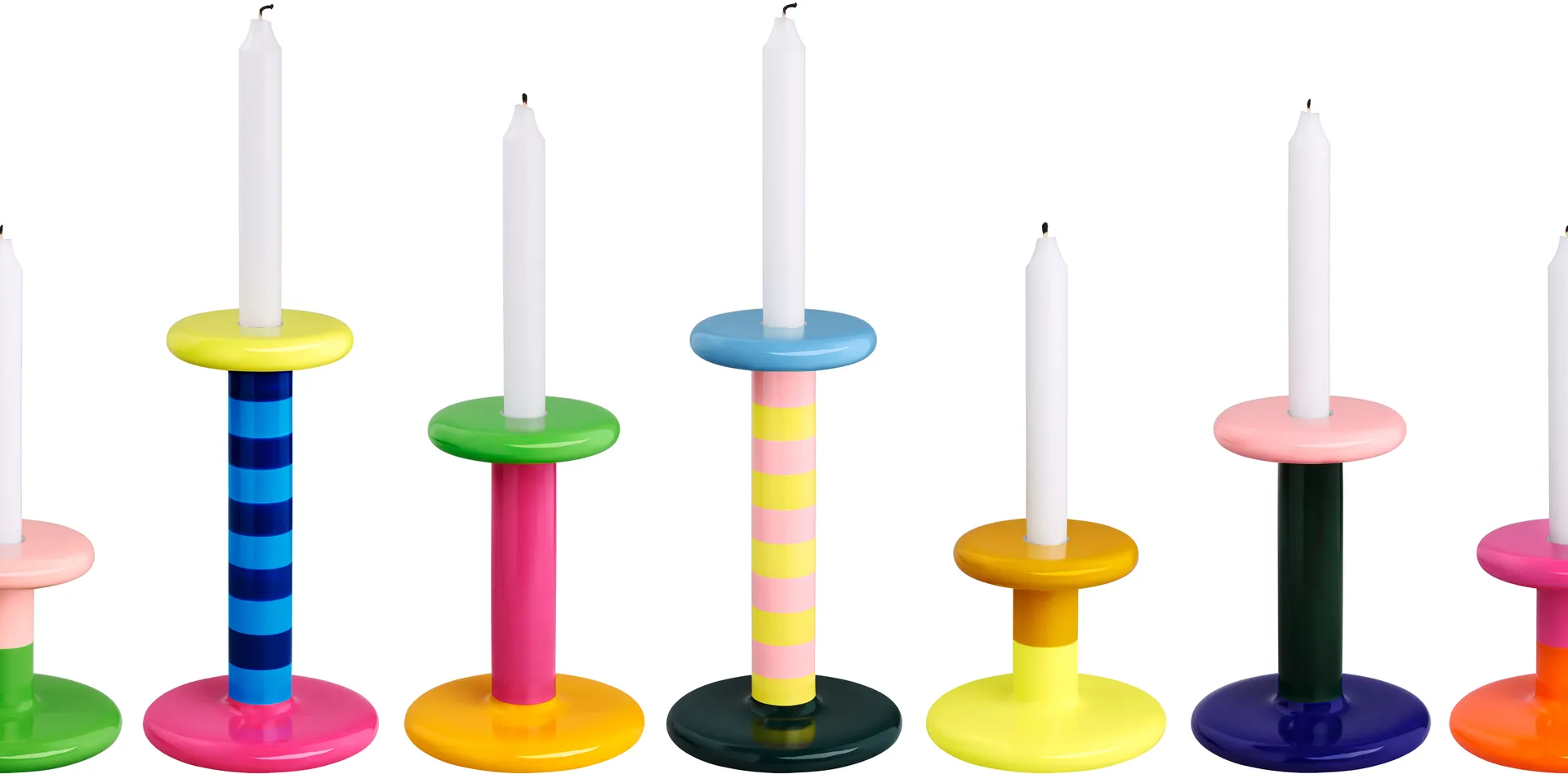 Pesa lysestake High 23 cm, Sky blue-night blue stripe Hem