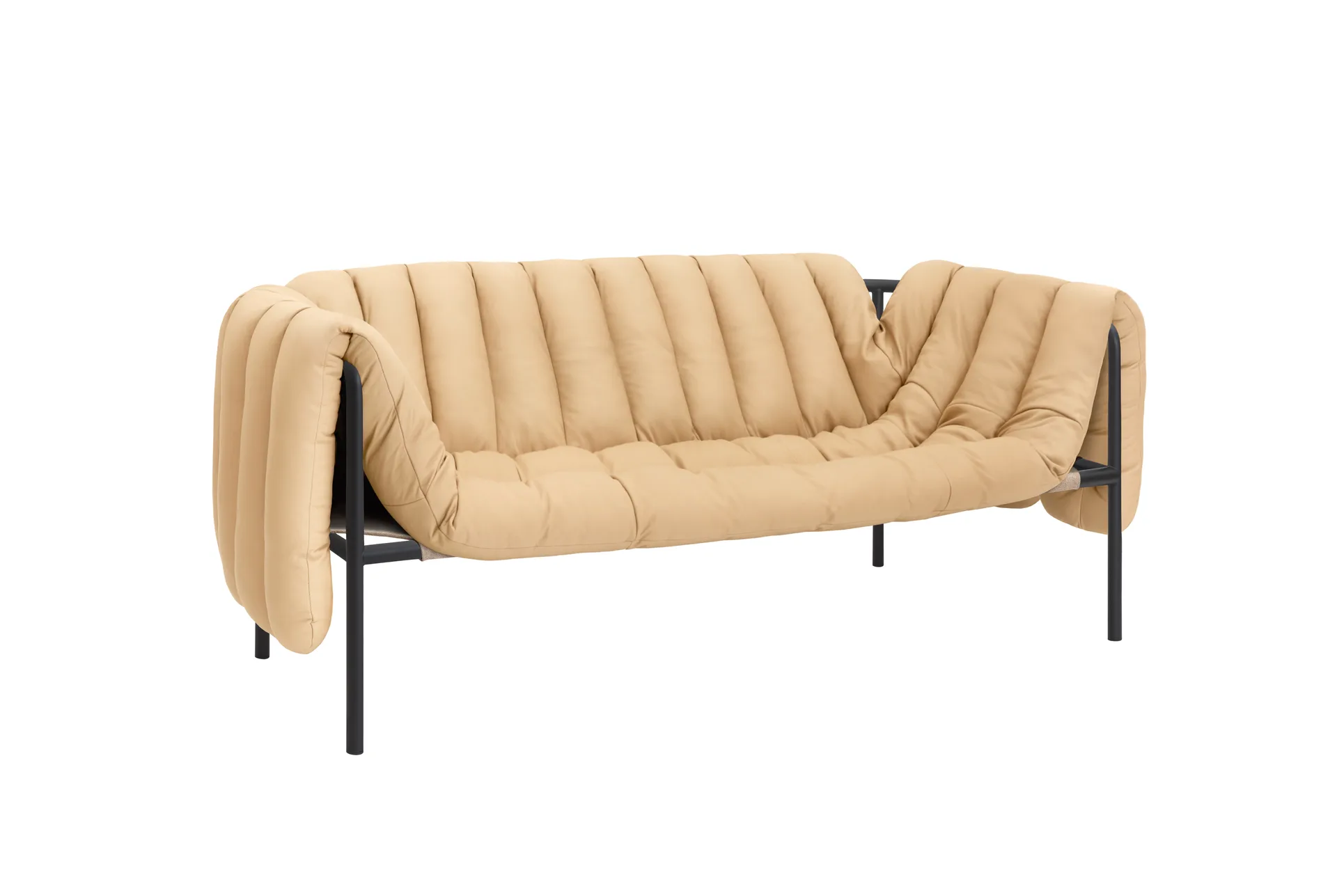 Puffy 2,5-seters sofa 205 cm, Sand leather-black grey Hem