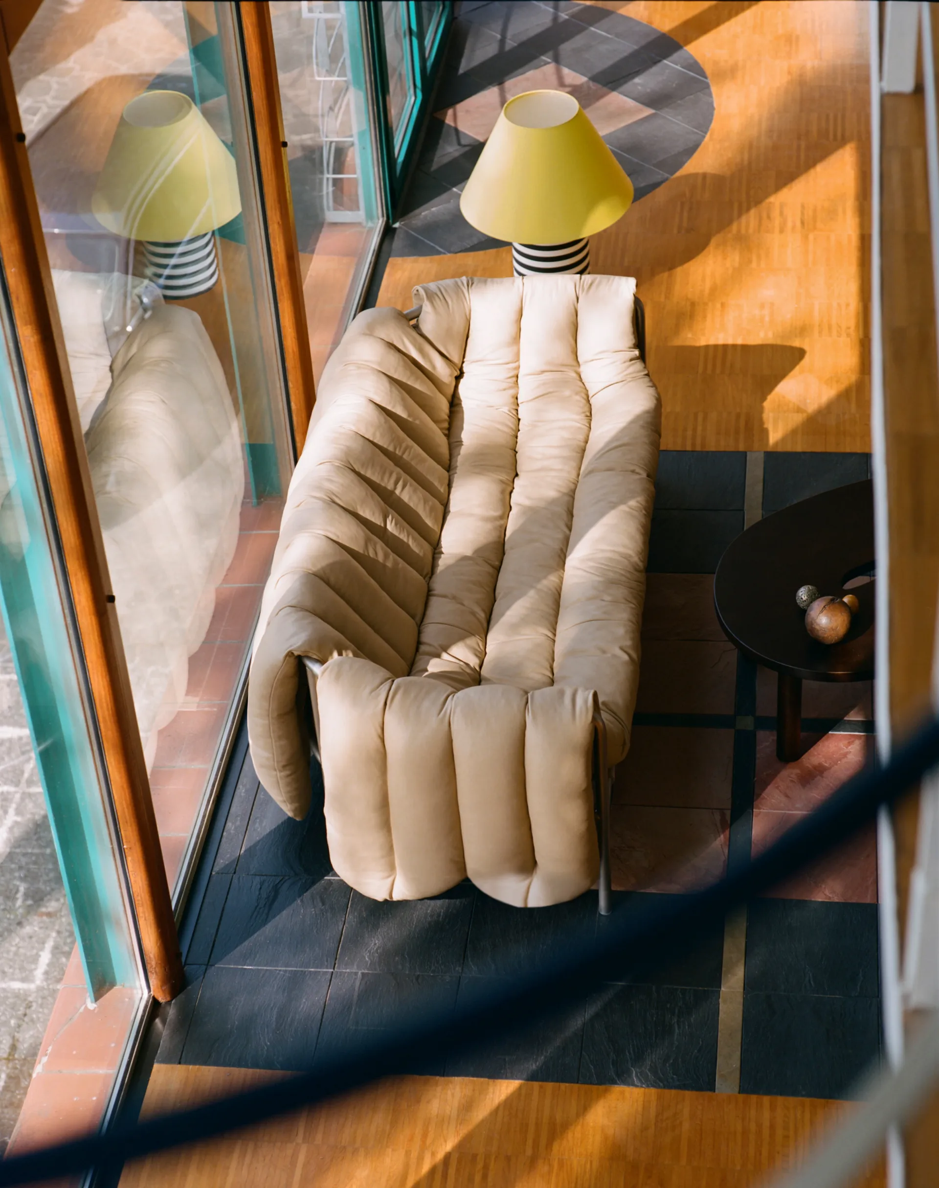 Puffy 2,5-seters sofa 205 cm, Sand leather-rustfritt stål Hem