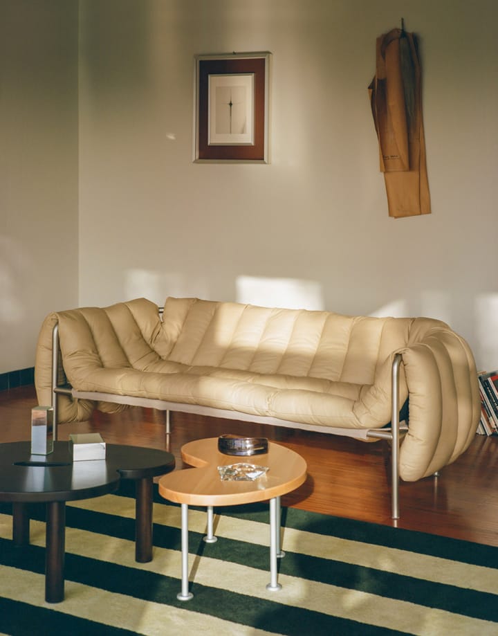 Puffy 2,5-seters sofa 205 cm, Sand leather-rustfritt stål Hem