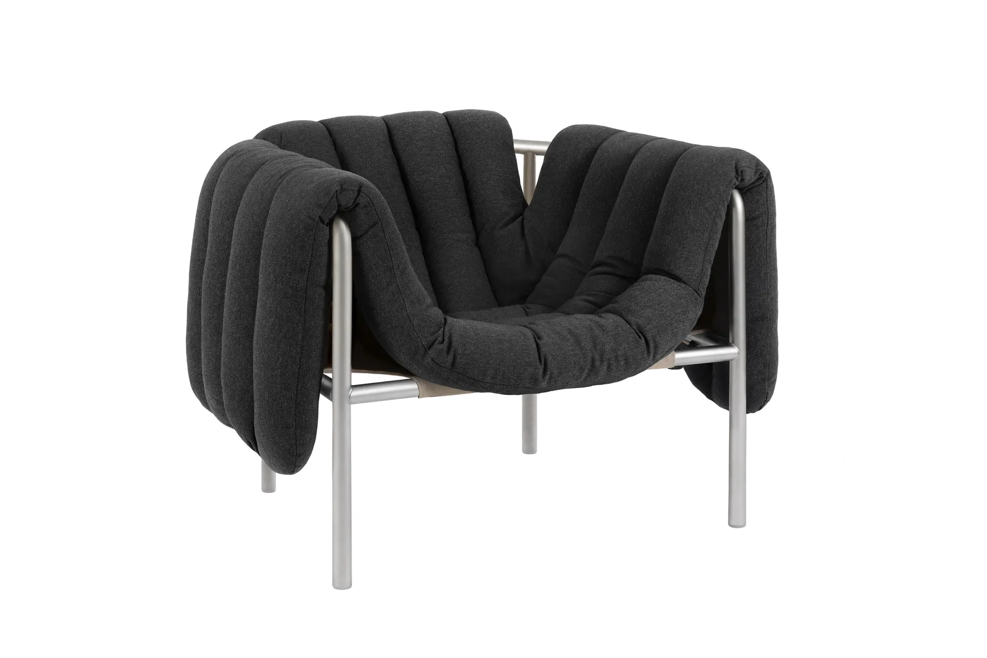 Puffy loungelenestol, Anthracite-rustfritt stål Hem