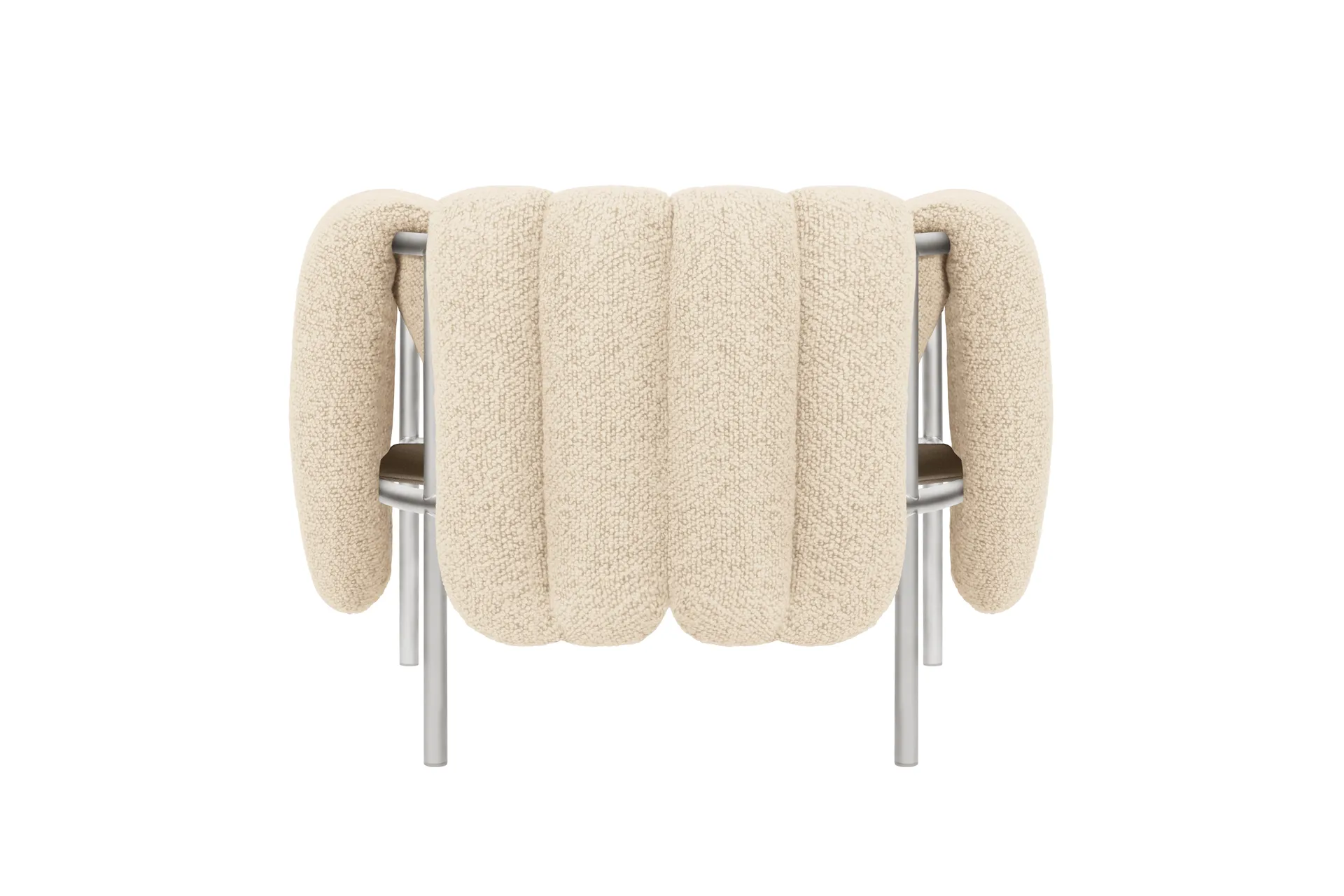 Puffy loungelenestol, Eggshell-rustfritt stål Hem