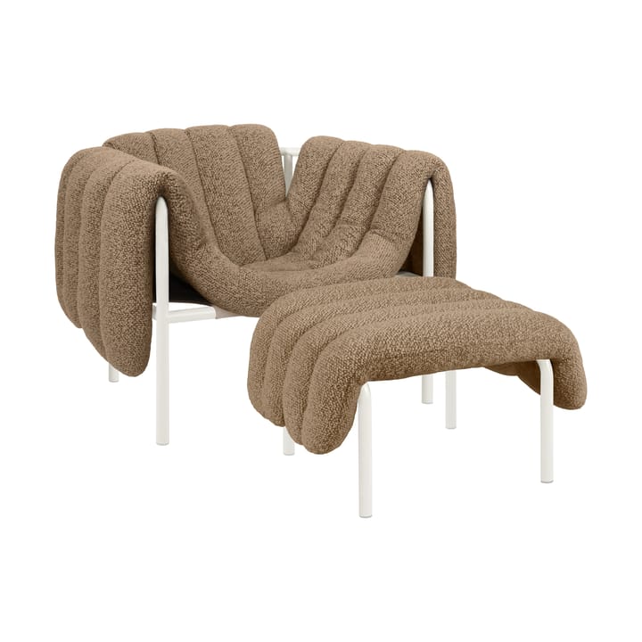 Puffy loungelenestol + ottoman - Sawdust-cream - Hem