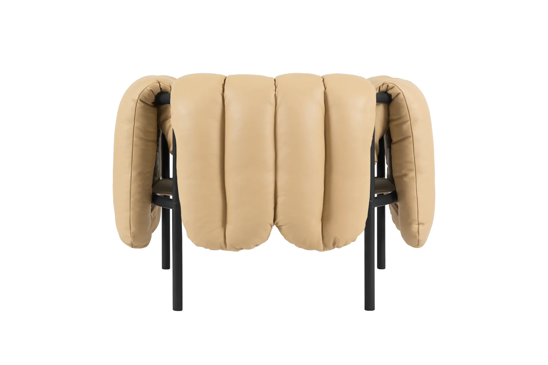 Puffy loungelenestol, Sand leather-black grey Hem