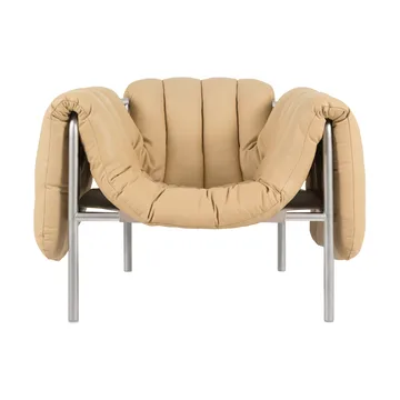 Puffy loungelenestol - Sand leather-rustfritt stål - Hem