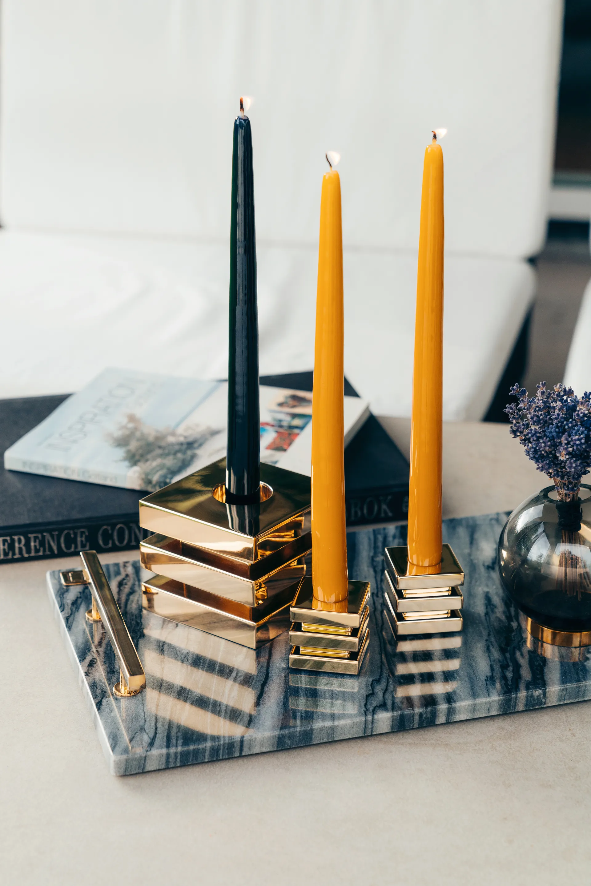 Herregårdslys 30 cm 6-pakning, Svart glans Hilke Collection