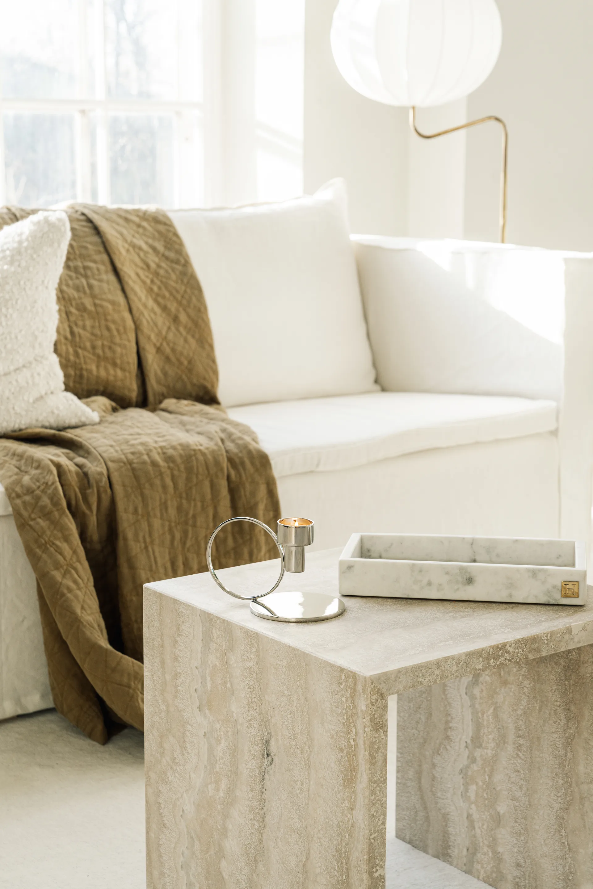 Insieme lysestake, Forkrommet messing Hilke Collection