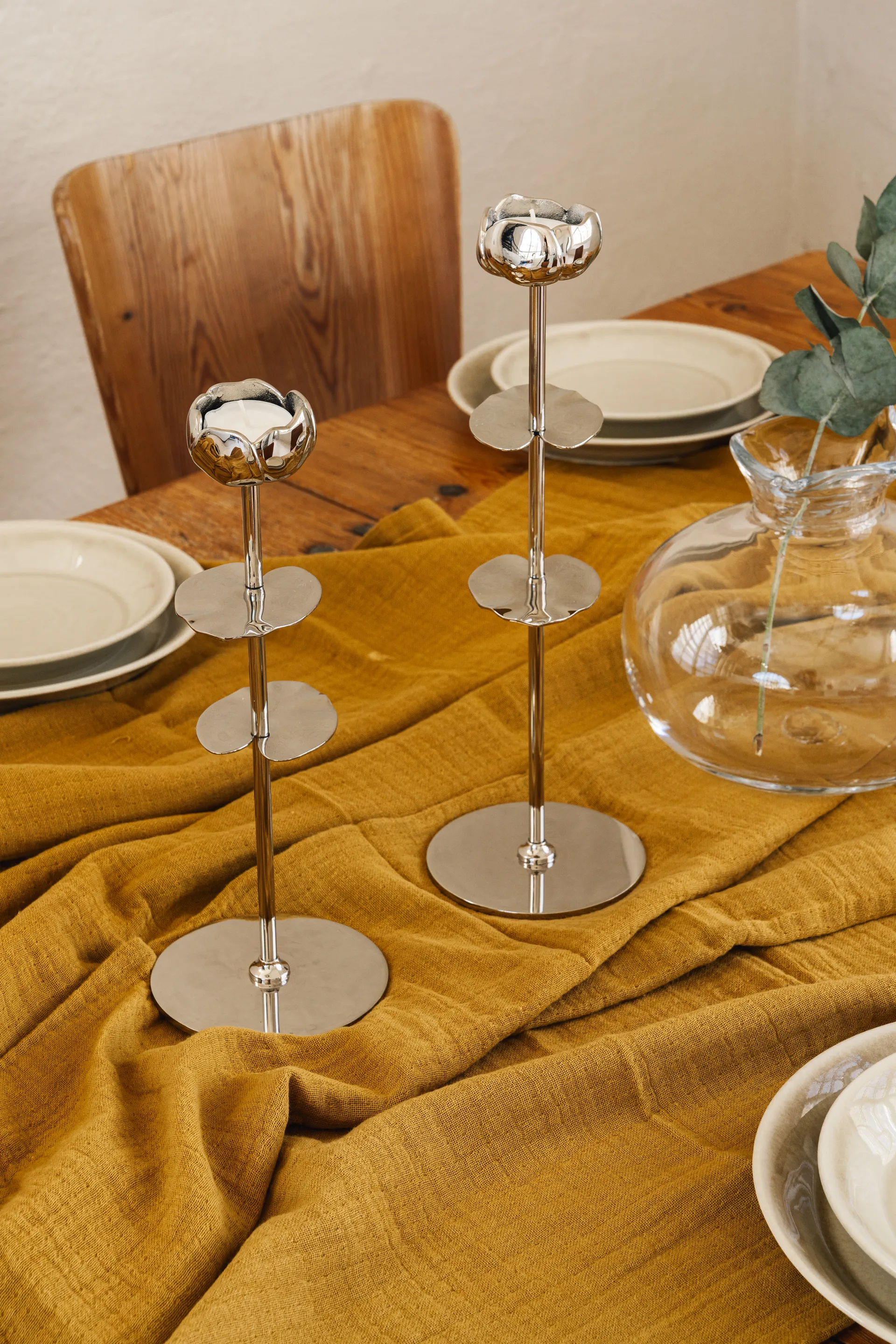 Ninfea Alta lysestake 30 cm, Forkrommet messing Hilke Collection