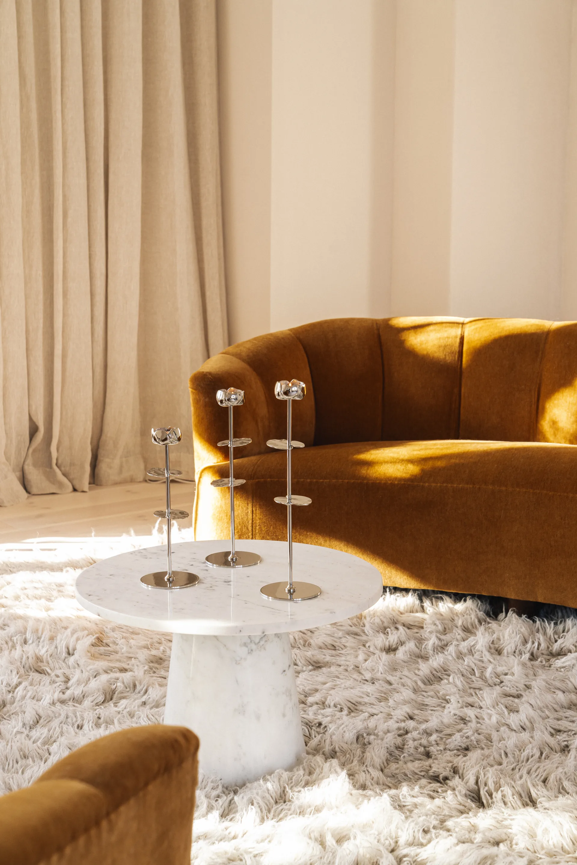 Ninfea Alta lysestake 35 cm, Forkrommet messing Hilke Collection