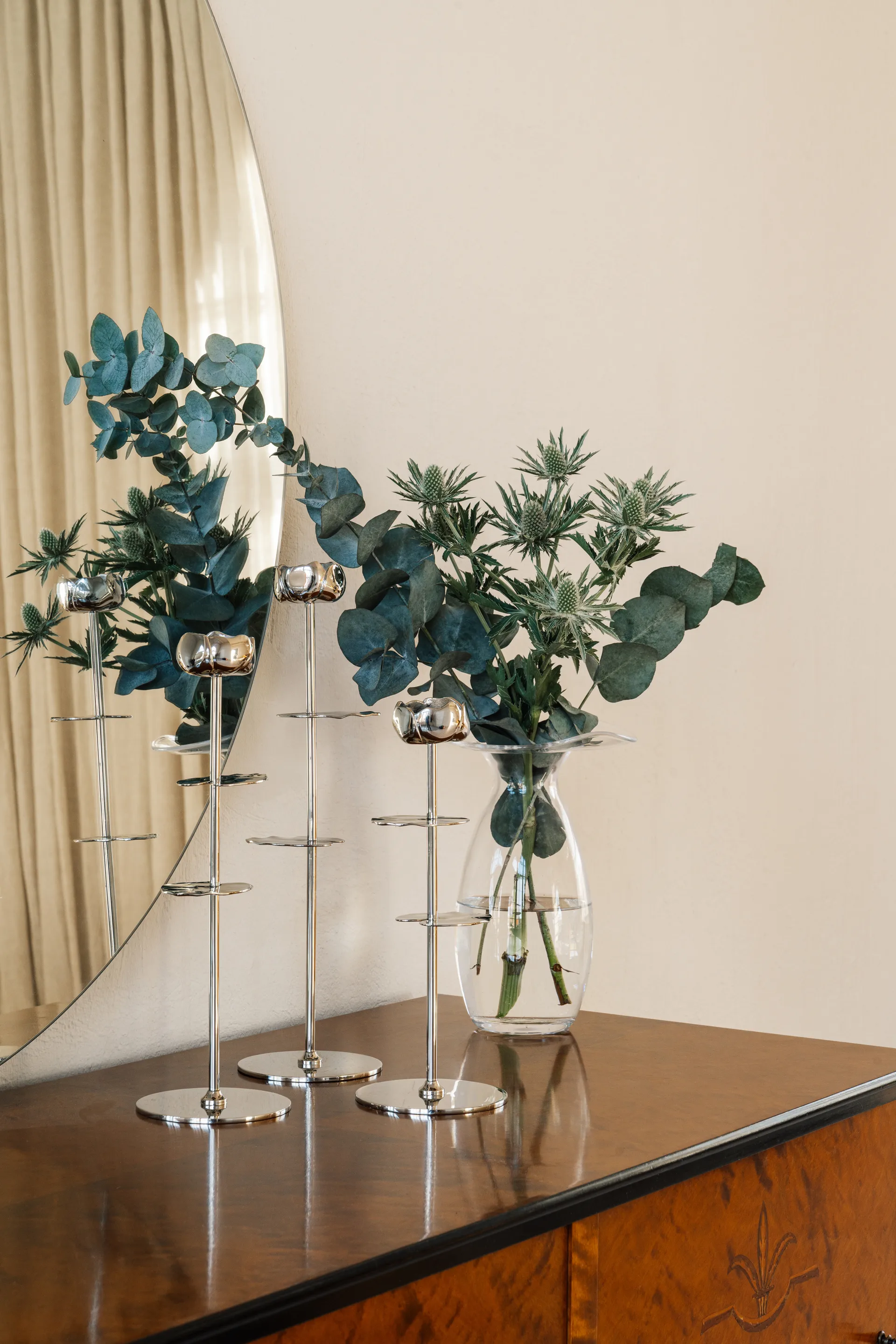 Ninfea Alta lysestake 40 cm, Forkrommet messing Hilke Collection