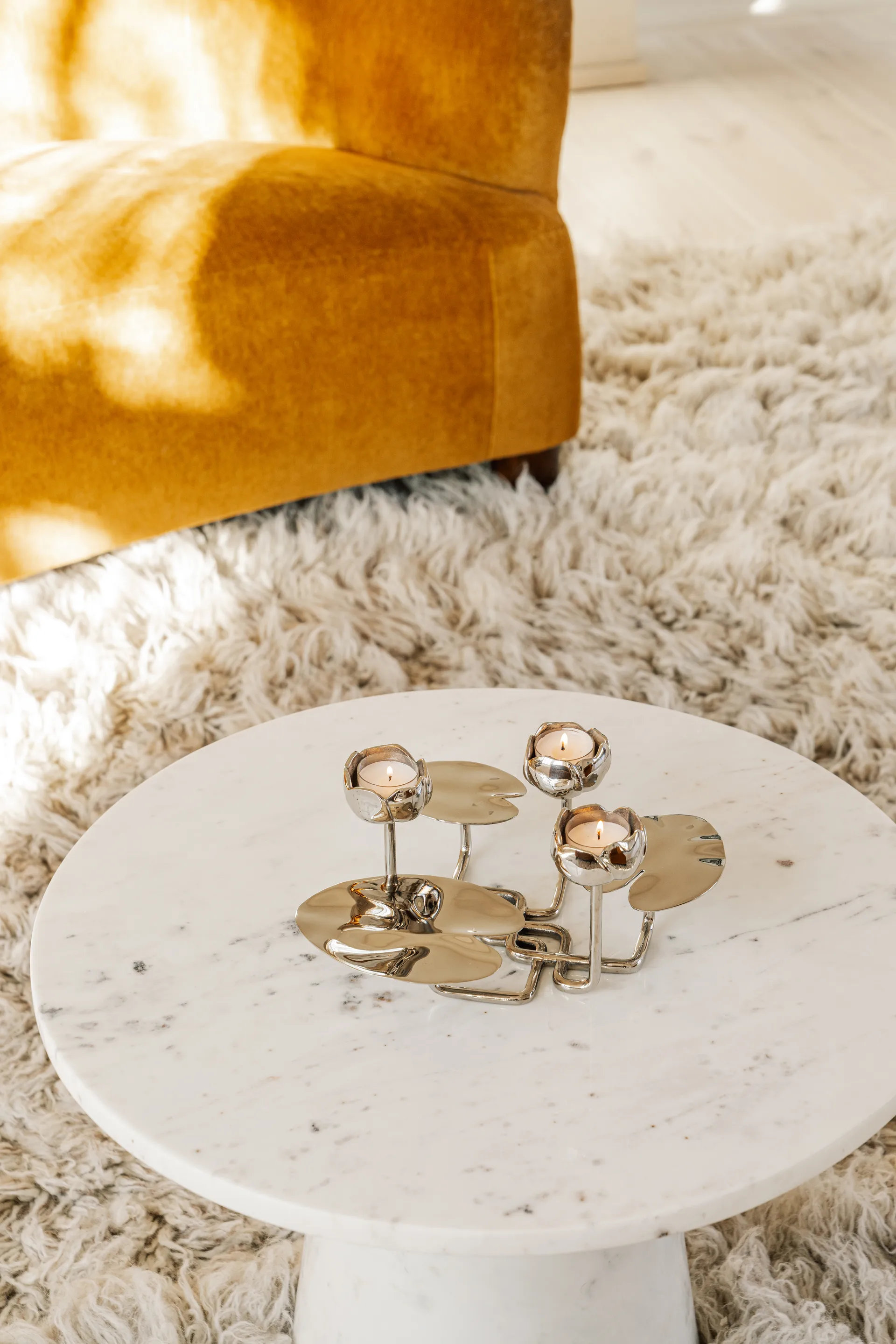 Ninfea grande lysestake, Forkrommet messing Hilke Collection