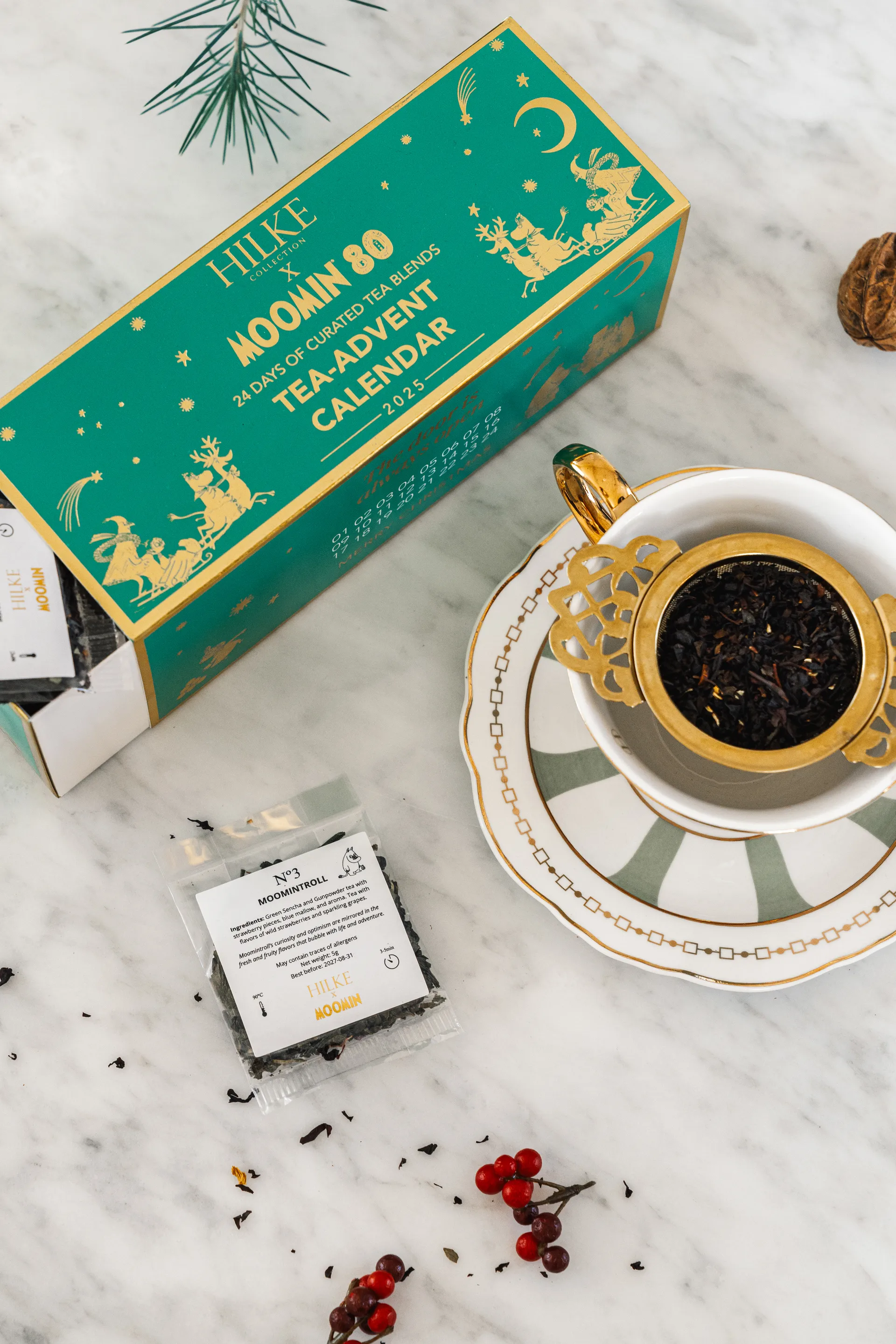 Strisce Salvia kopp med fat, 22 cl Hilke Collection