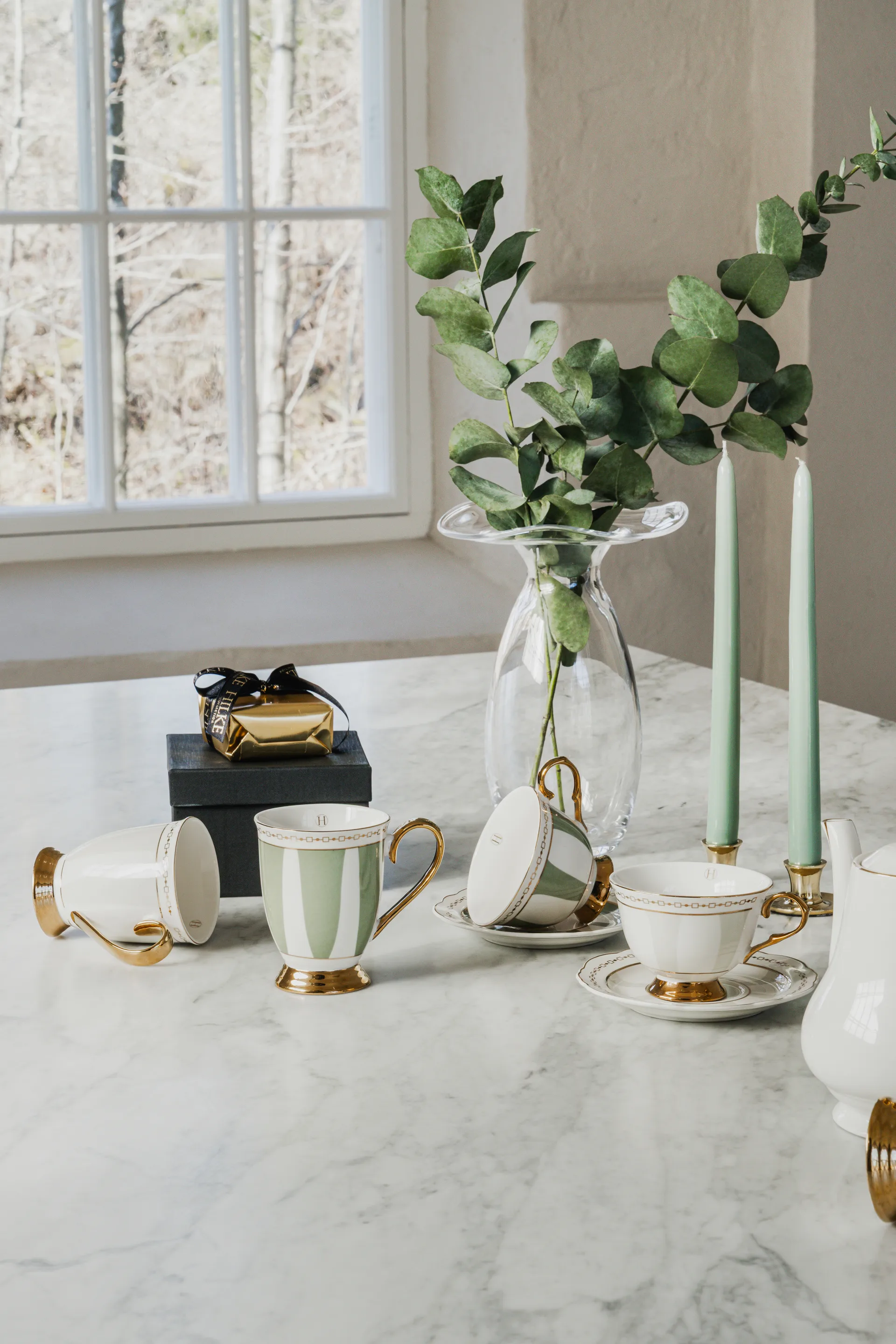 Strisce Salvia kopp med fat, 22 cl Hilke Collection