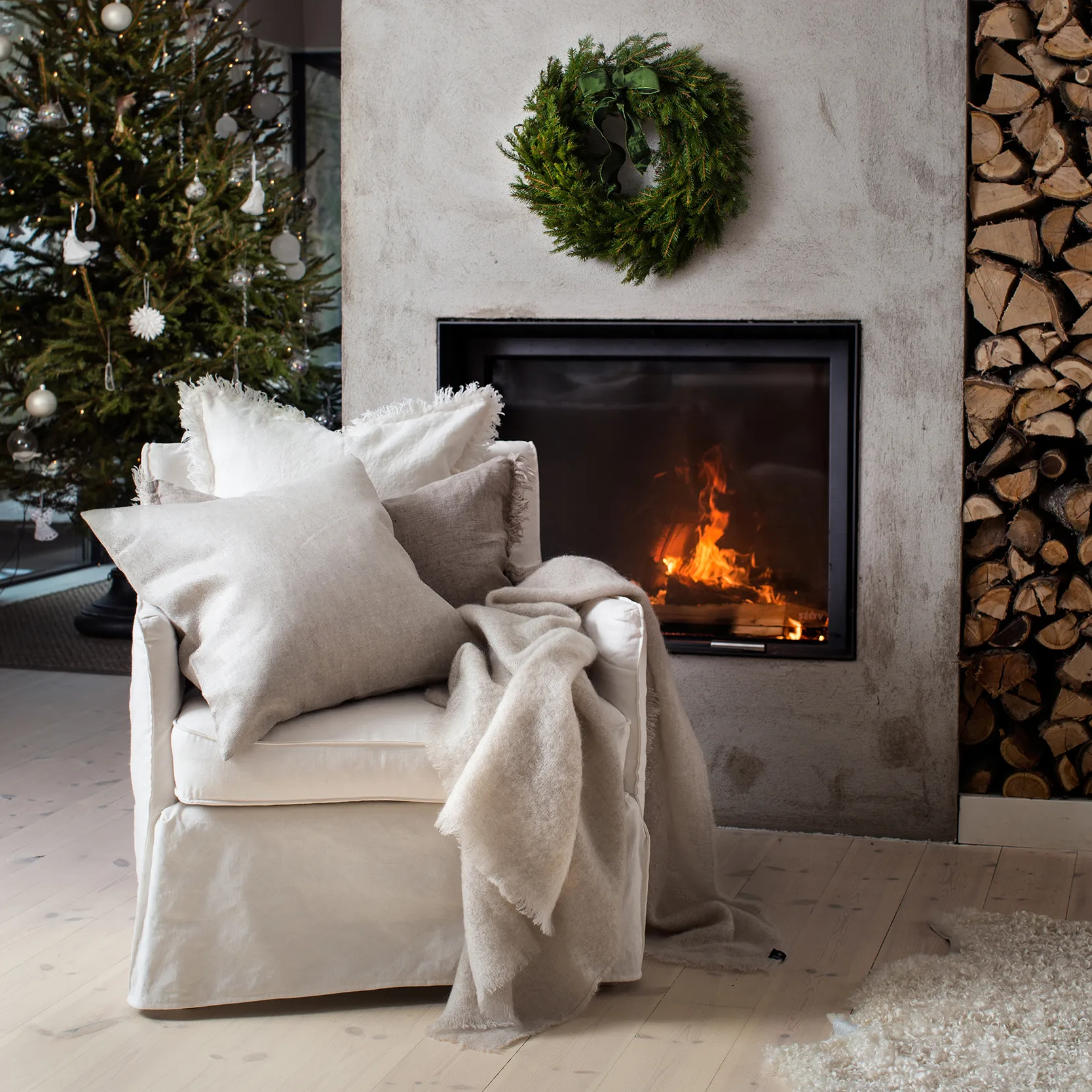 Merlin putetrekk 50x50 cm, Off-white (hvit) Himla