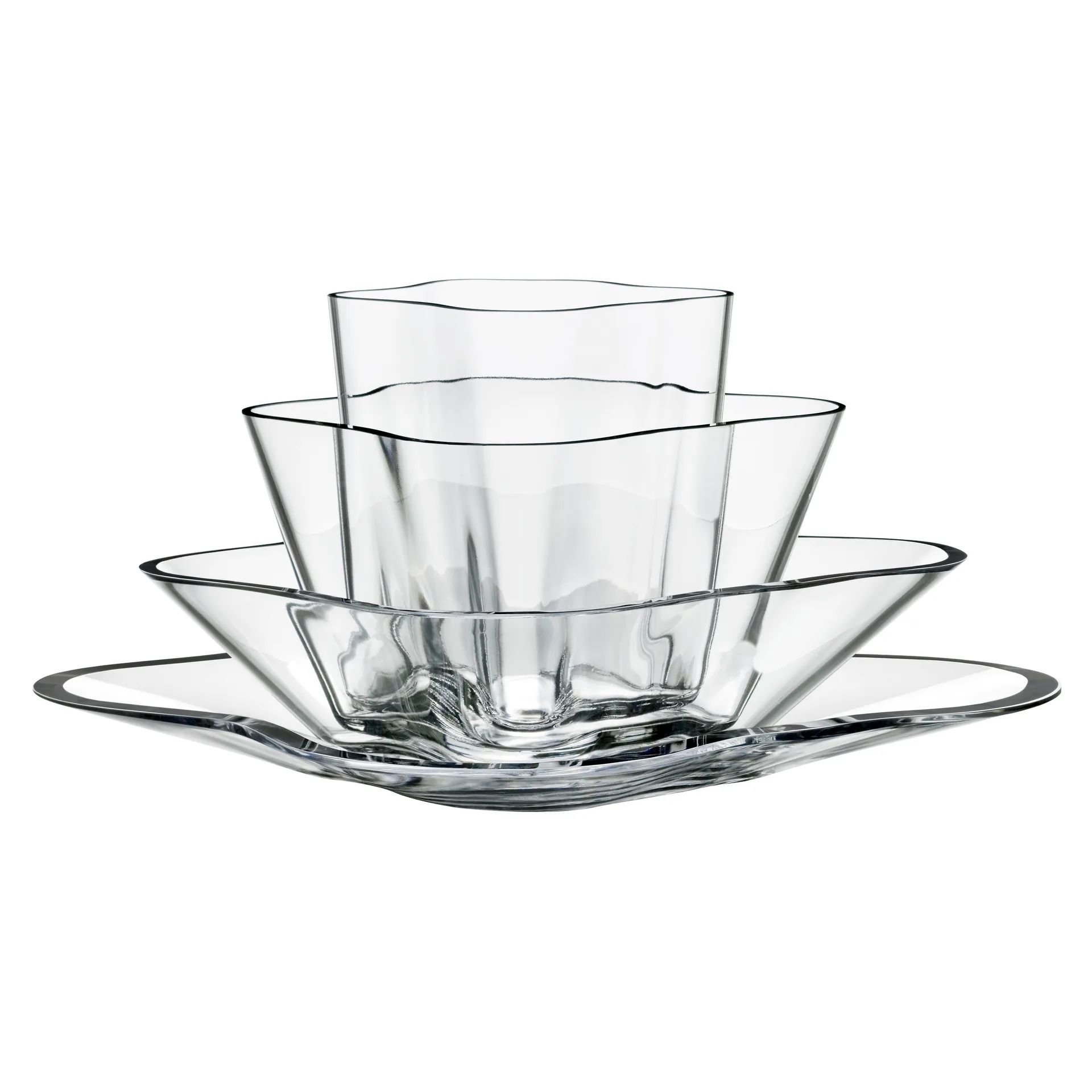 Alvar Aalto vase blomma 4 deler, Klar Iittala