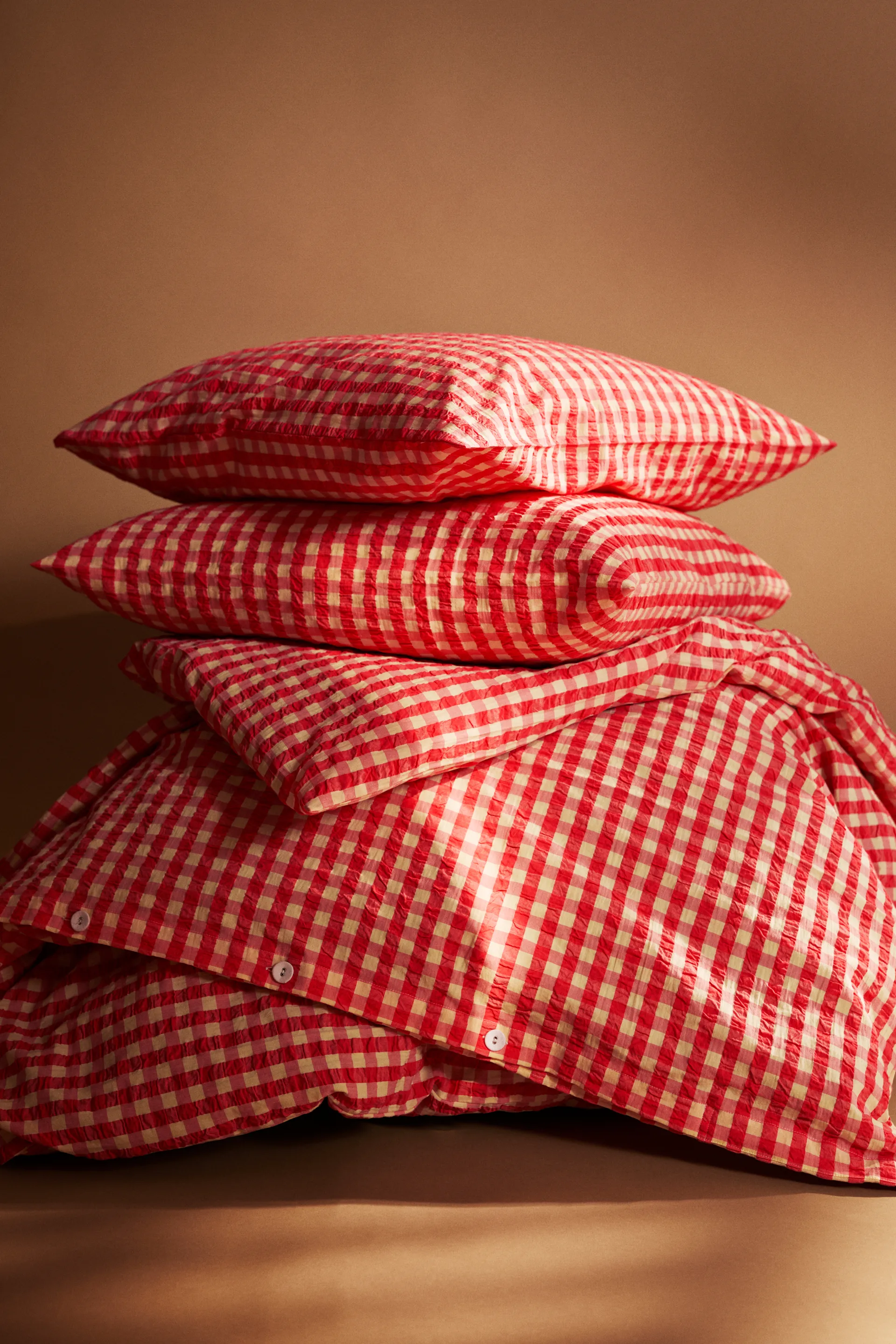 Bæk&Bølge sengesett 220x220 cm, Rød-gul Juna