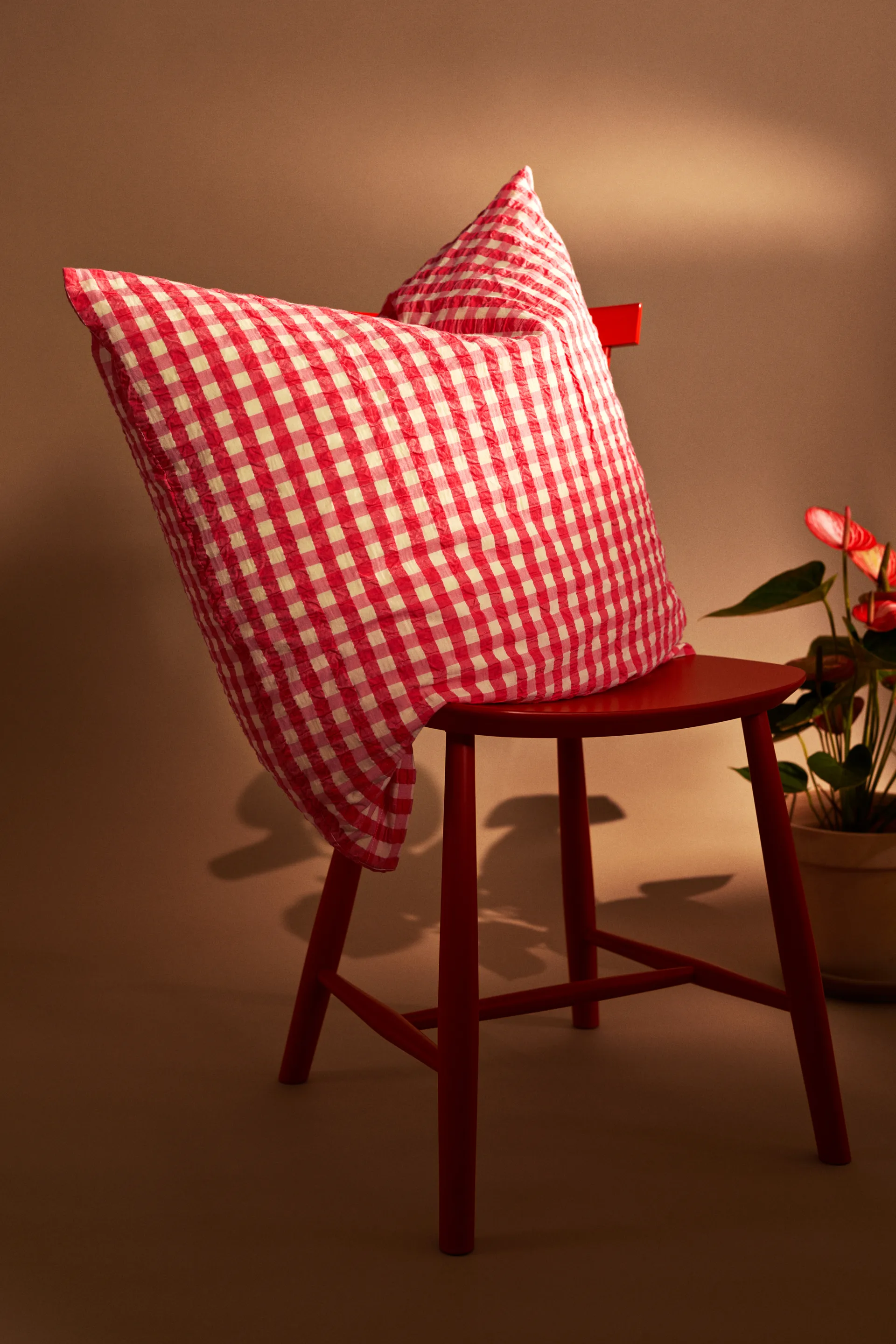 Bæk&Bølge sengesett 220x220 cm, Rød-gul Juna