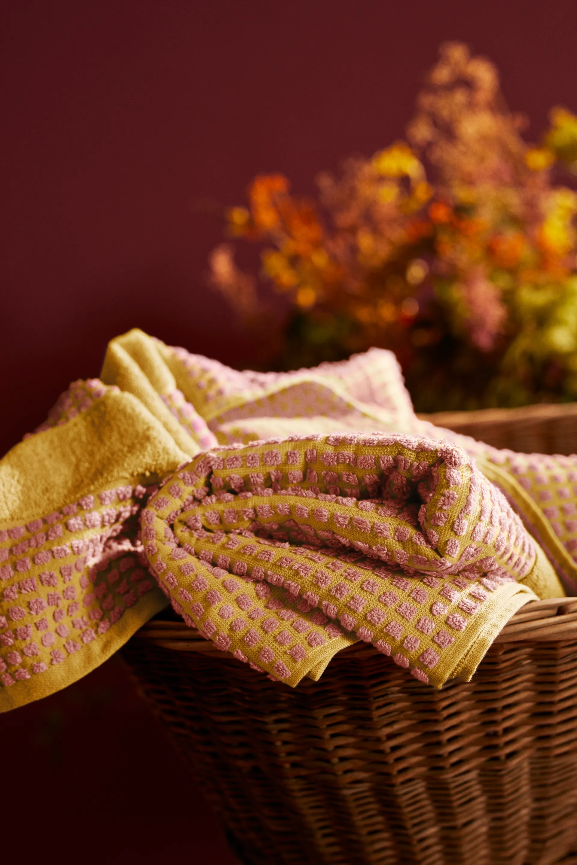 Check håndkle 50x100 cm, Gul-rosa Juna
