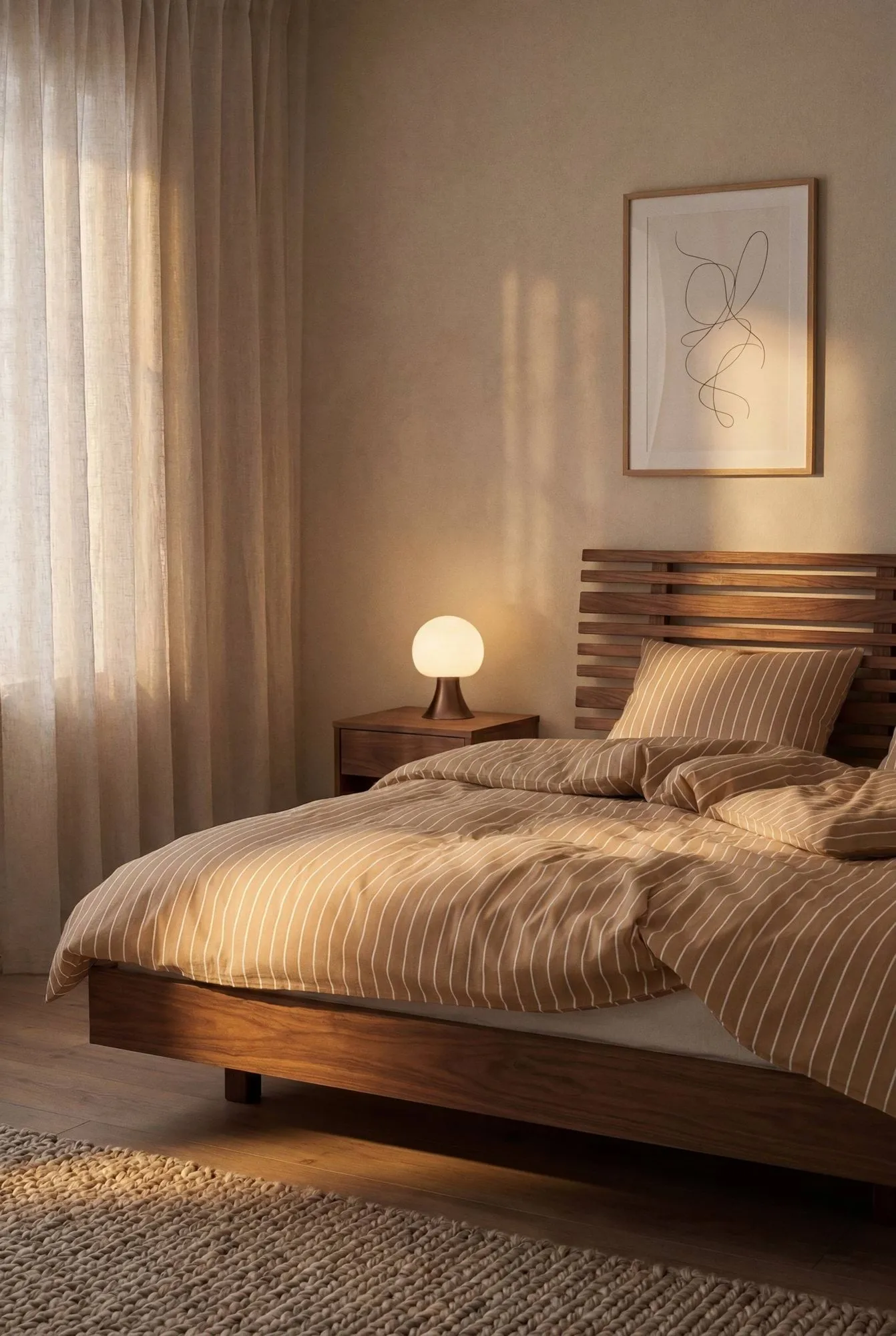 Soft sengesett, 220x220/2x50x60 cm, Karamell-offwhite Juna