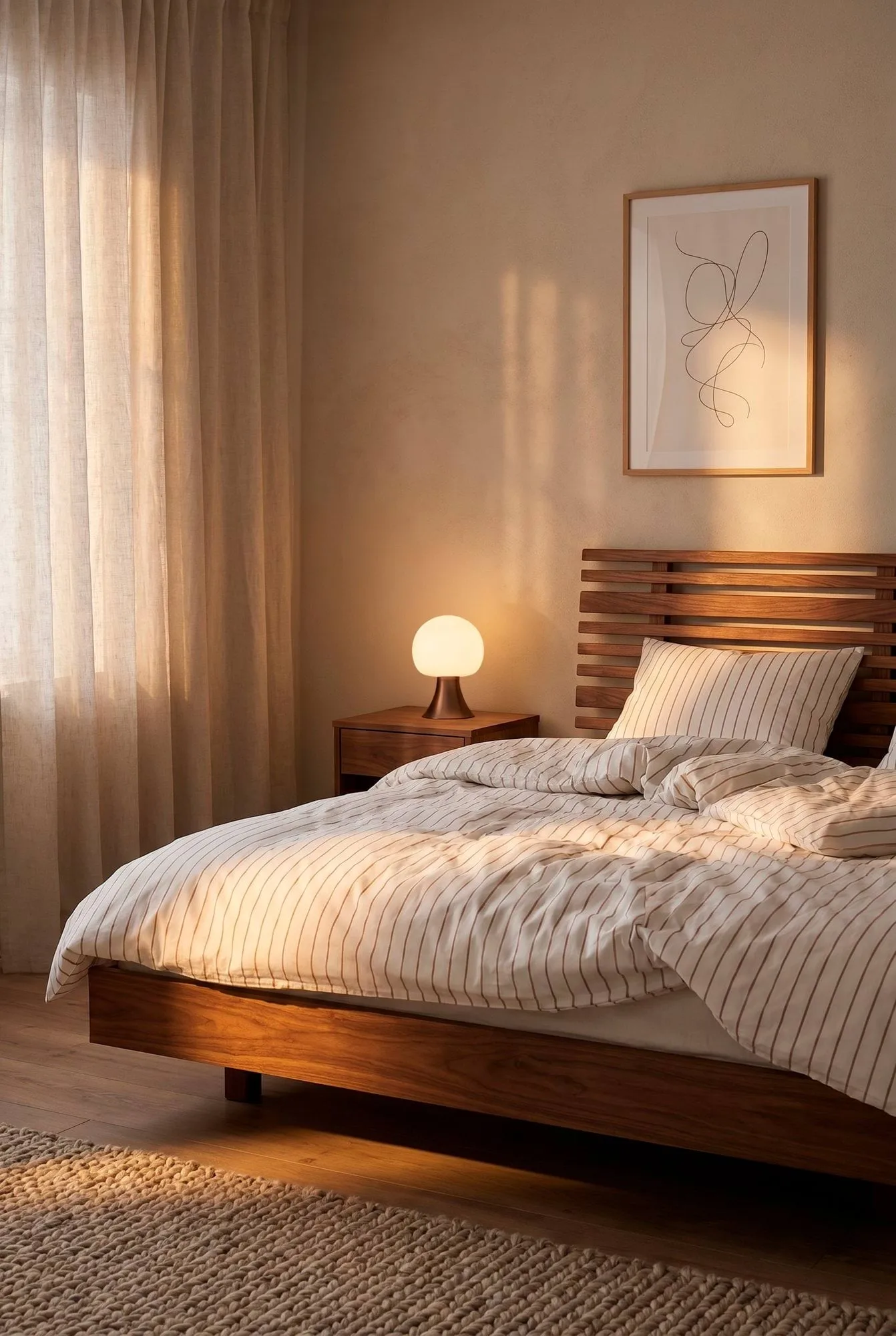 Soft sengesett, 220x220/2x50x60 cm, Offwhite-karamell Juna