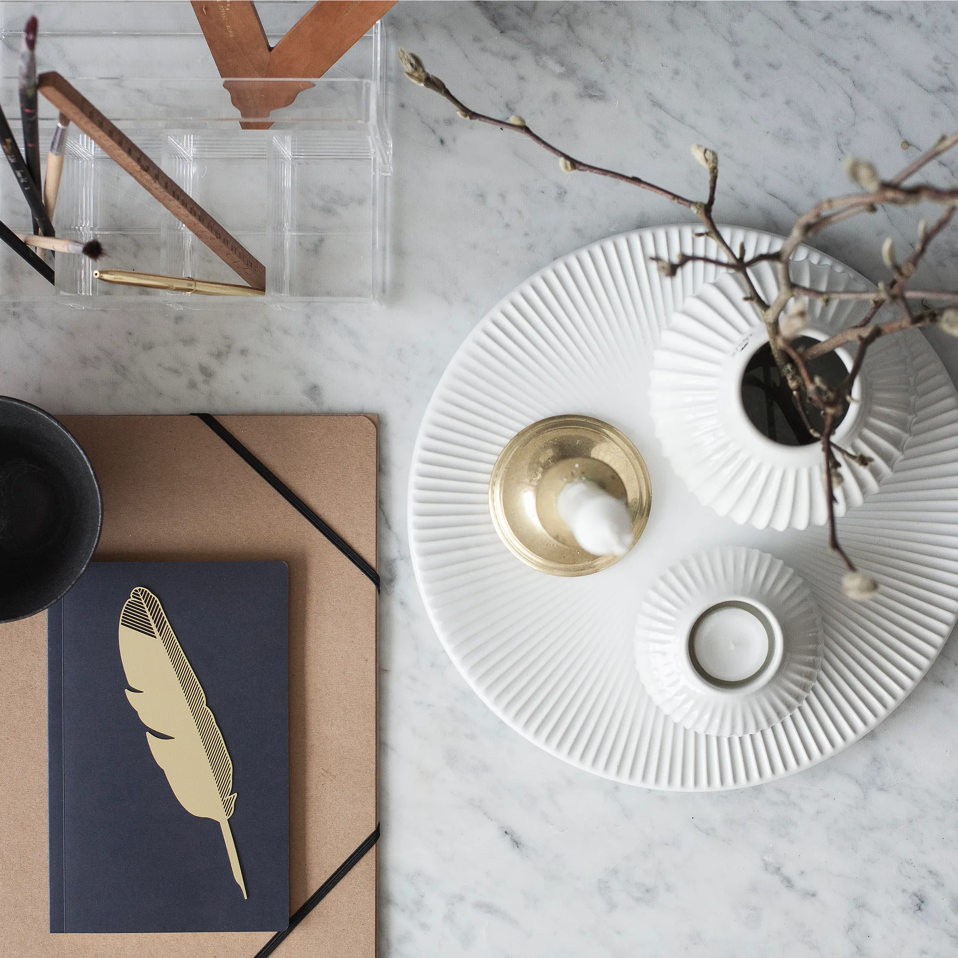 Hammershøi telysholder medium, hvit Kähler