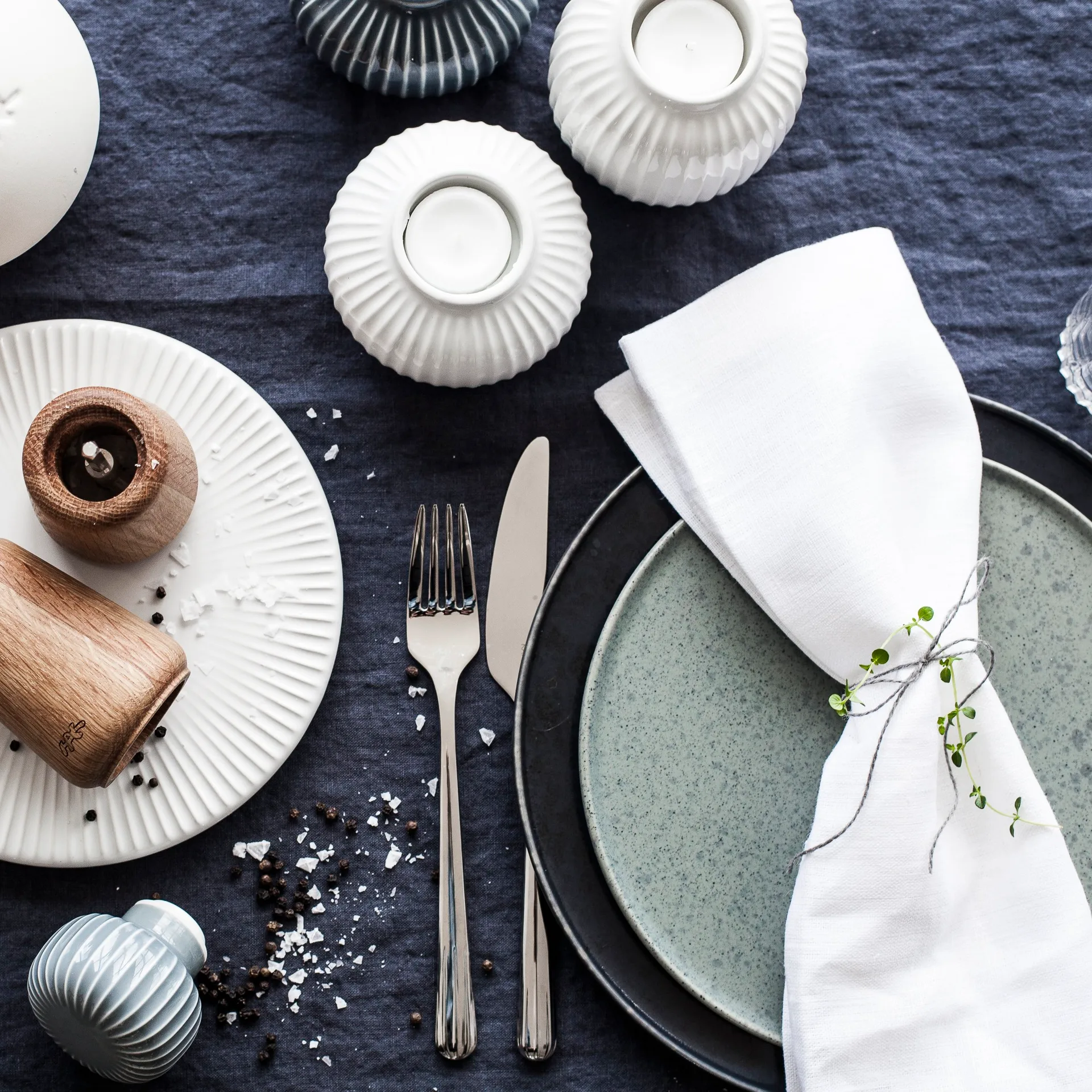 Hammershøi telysholder medium, hvit Kähler