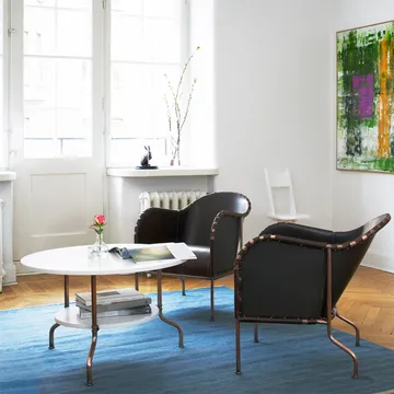 Sven sofabord - Svartlasert ask-kobberbehandlet stativ, Ø80 cm - Källemo