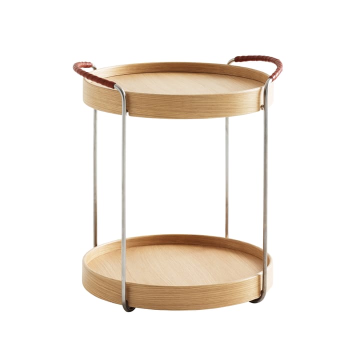 Trayo brettbord Ø40 cm eik - Kromunderstell, brunt lærhåndtak - Karl Andersson & Söner