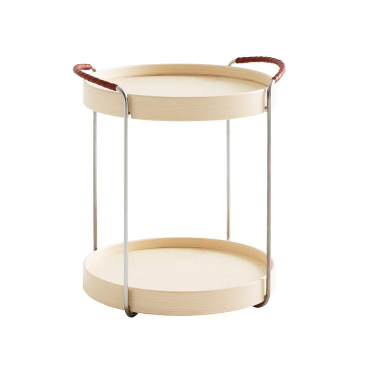 Trayo brettbord Ø40 cm eik - Kromunderstell, brunt lærhåndtak - Karl Andersson & Söner