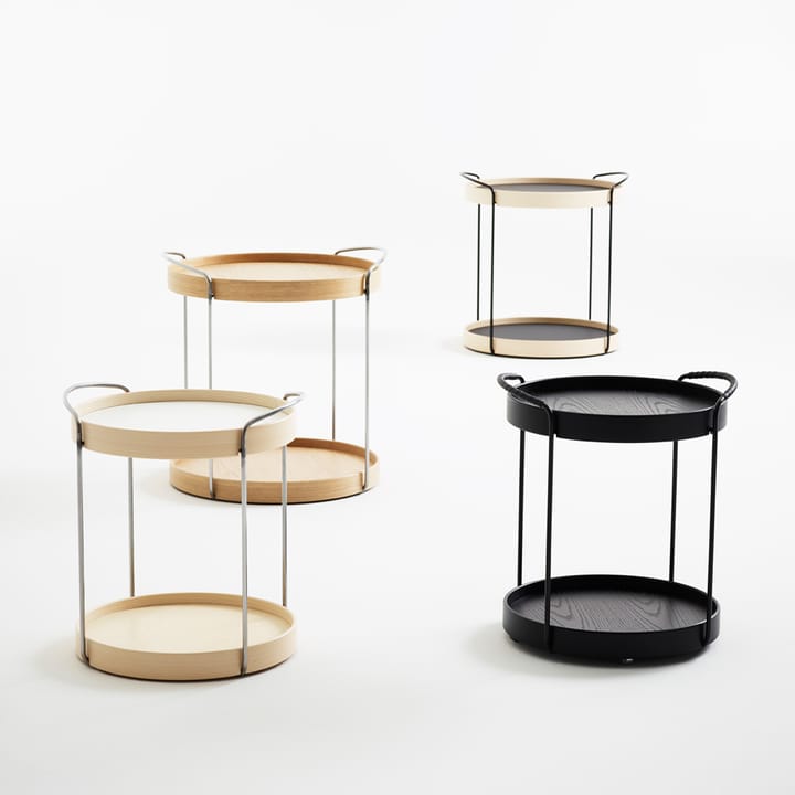 Trayo brettbord Ø40 cm laminat, Hvit, kromunderstell, eikkant Karl Andersson & Söner
