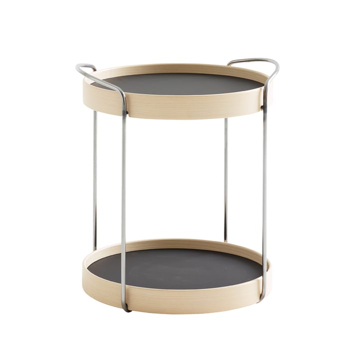 Trayo brettbord Ø40 cm laminat - Svart, kromunderstell, askkant - Karl Andersson & Söner