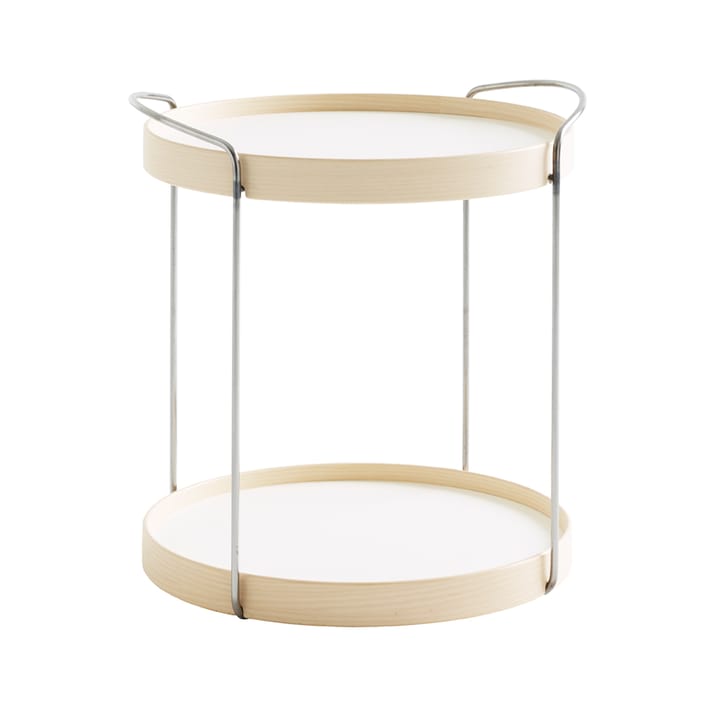 Trayo brettbord Ø50 cm laminat - Hvit, kromunderstell, askkant - Karl Andersson & Söner