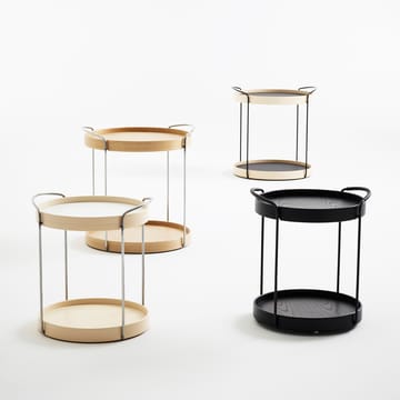 Trayo brettbord Ø50 cm laminat - Hvit, kromunderstell, askkant - Karl Andersson & Söner