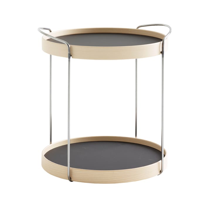Trayo brettbord Ø50 cm laminat - Svart, kromunderstell, askkant - Karl Andersson & Söner