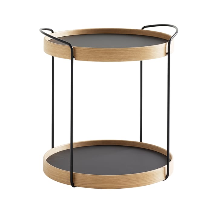 Trayo brettbord Ø50 cm laminat - Svart, svart understell, eikkant - Karl Andersson & Söner