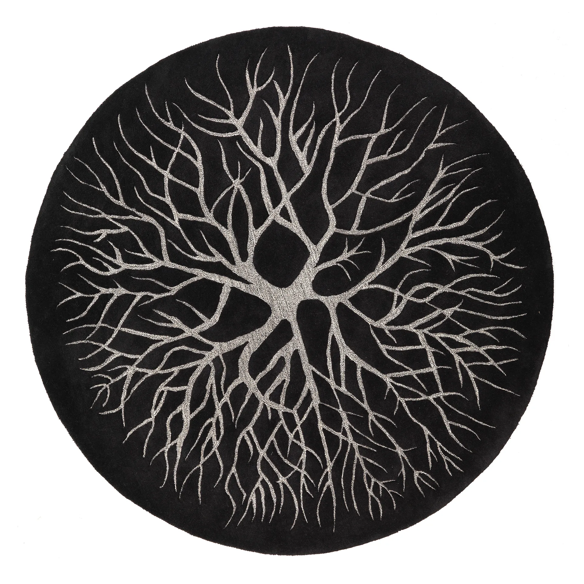 Birds nest håndtuftet teppe Ø220 cm, Charcoal Kateha