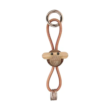 Kaj Bojesen ape nøkkelring - Teak-limbatre, natur lær - Kay Bojesen Denmark