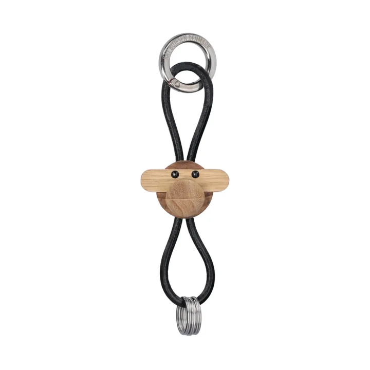 Kaj Bojesen ape nøkkelring - Teak-limbatre, svart lær - Kay Bojesen Denmark