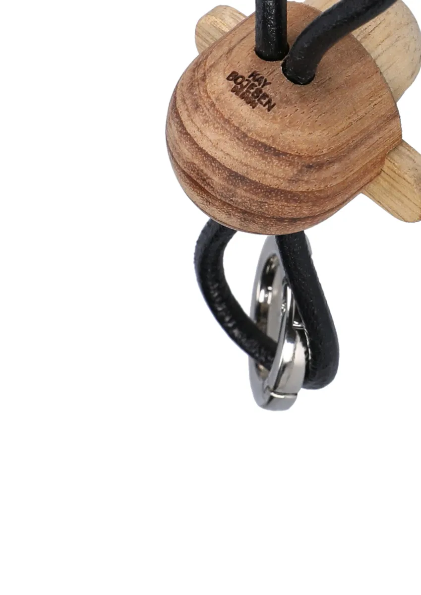 Kaj Bojesen ape nøkkelring, Teak-limbatre, svart lær Kay Bojesen Denmark