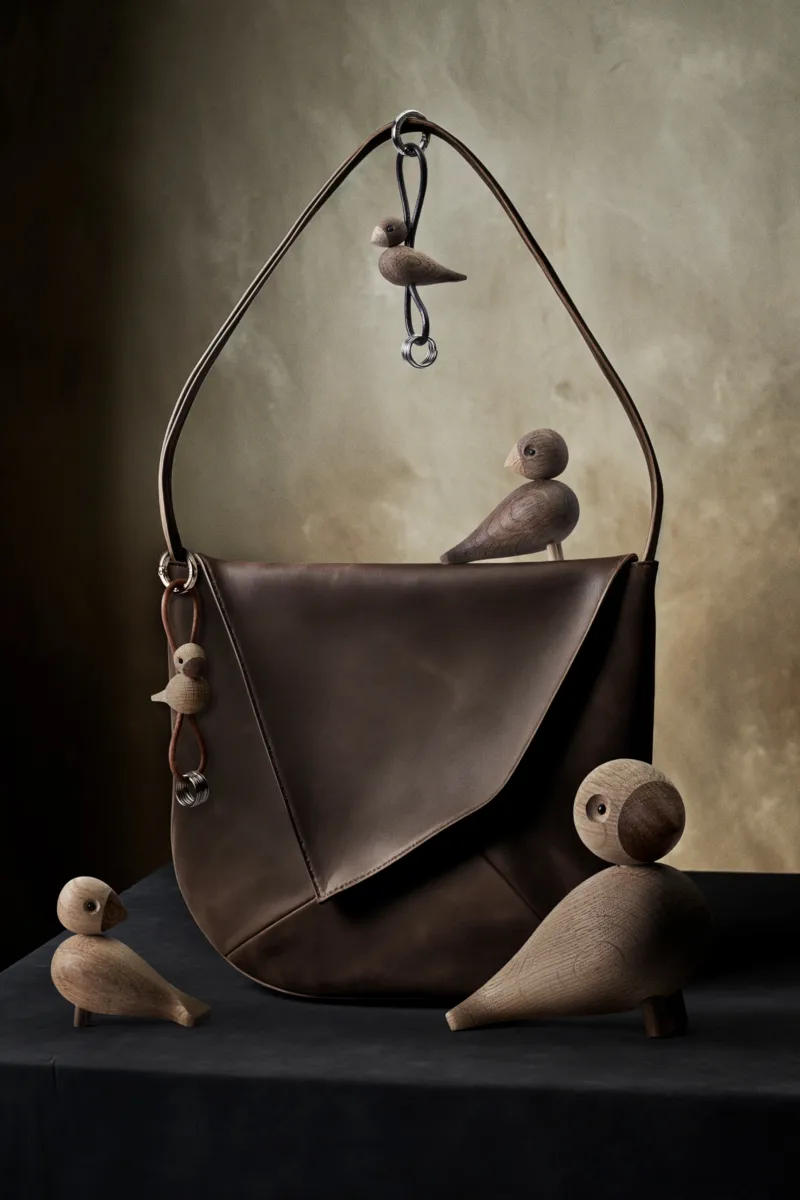 Kaj Bojesen nøkkelring, Fugl, Eik, natur lær Kay Bojesen Denmark