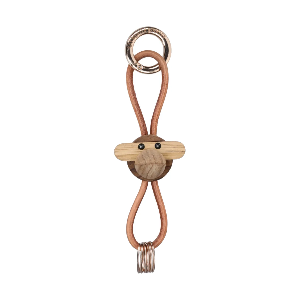 Kay Bojesen ape nøkkelring, Teak-limbatre, natur lær Kay Bojesen Denmark