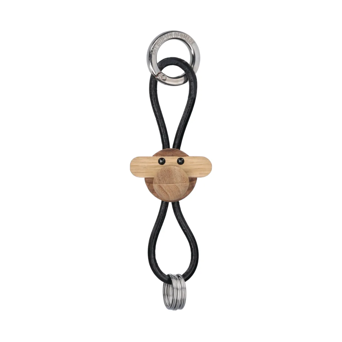 Kay Bojesen ape nøkkelring, Teak-limbatre, svart lær Kay Bojesen Denmark