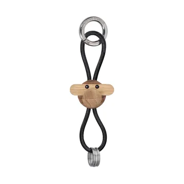 Kay Bojesen ape nøkkelring - Teak-limbatre, svart lær - Kay Bojesen Denmark