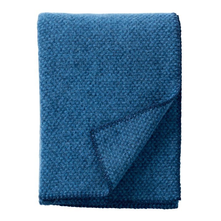 Domino pledd ull - sea blue - Klippan Yllefabrik