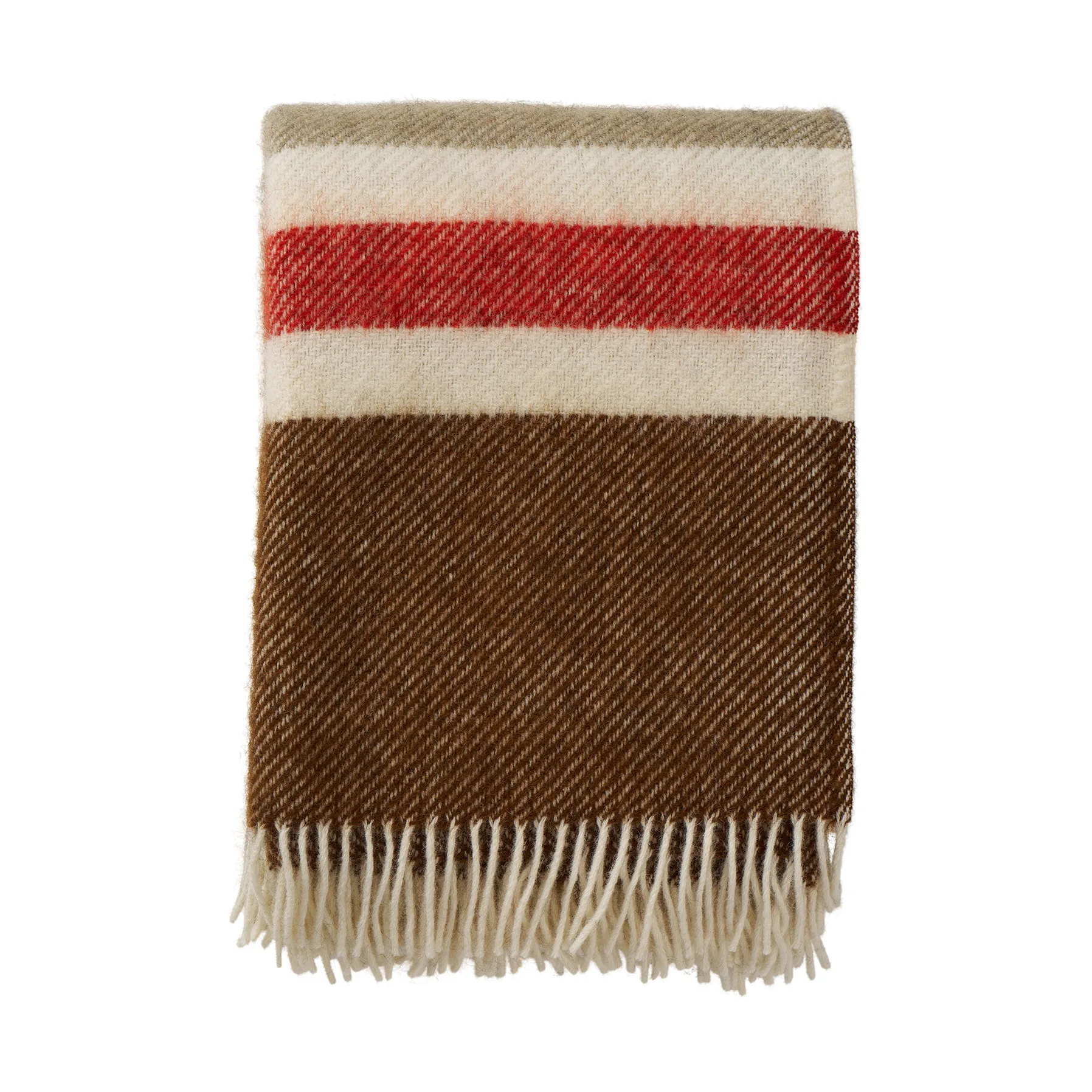 Gotland Stripe ullpledd 130x200 cm, Brown-beige-red Klippan Yllefabrik