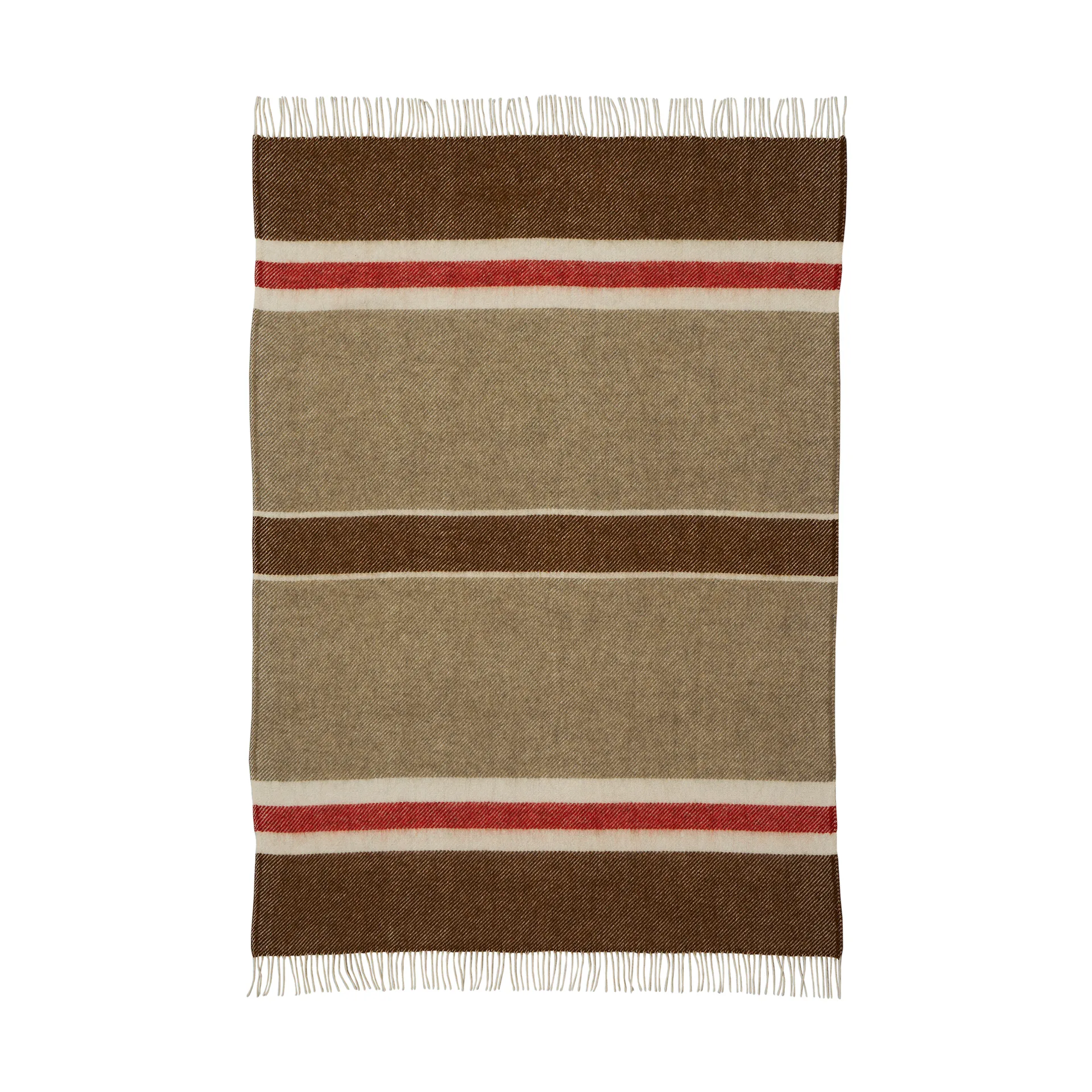 Gotland Stripe ullpledd 130x200 cm, Brown-beige-red Klippan Yllefabrik