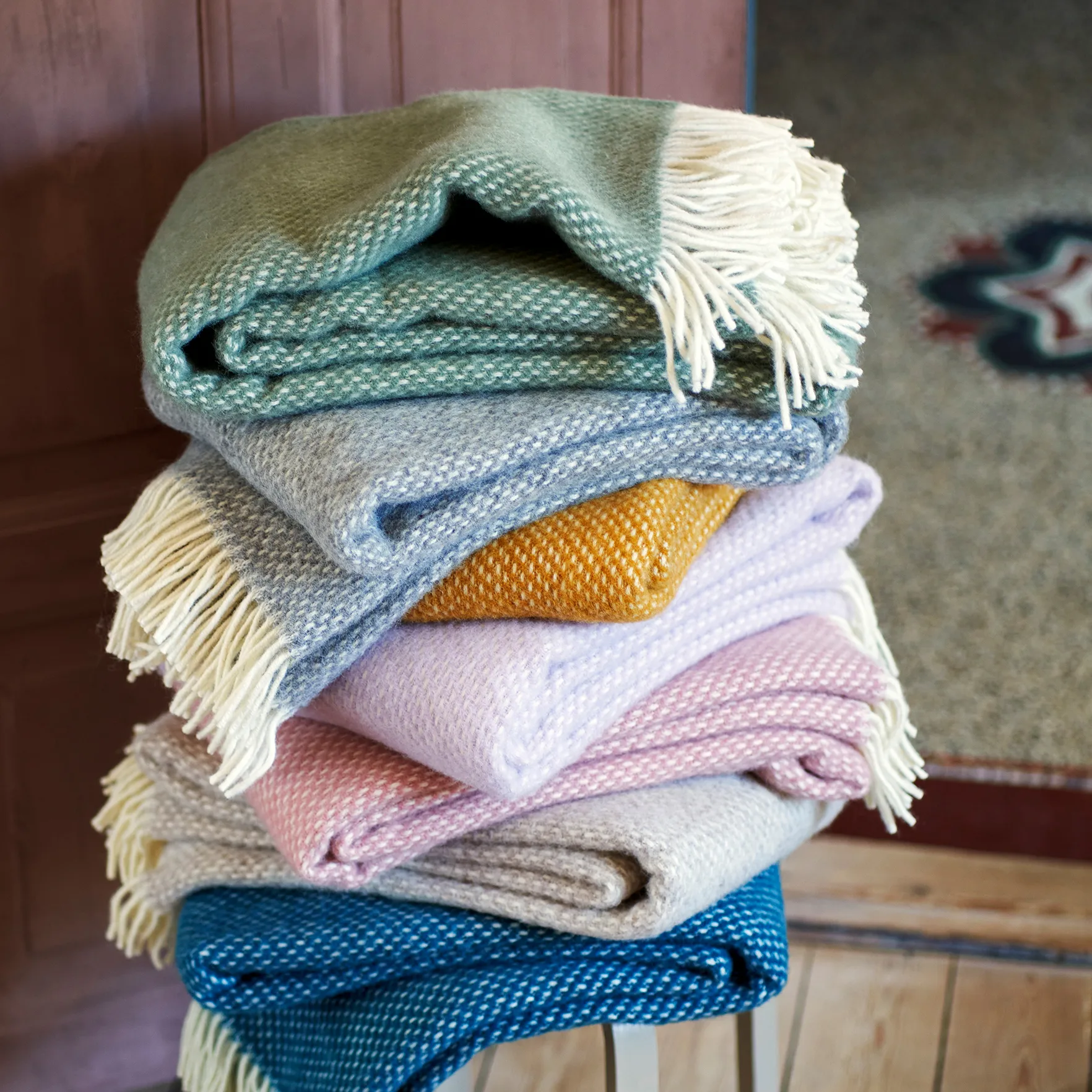 Preppy pledd, Dusty green Klippan Yllefabrik