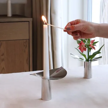 Löv vase-lysholder - Rustfritt stål. 10 cm - KLONG