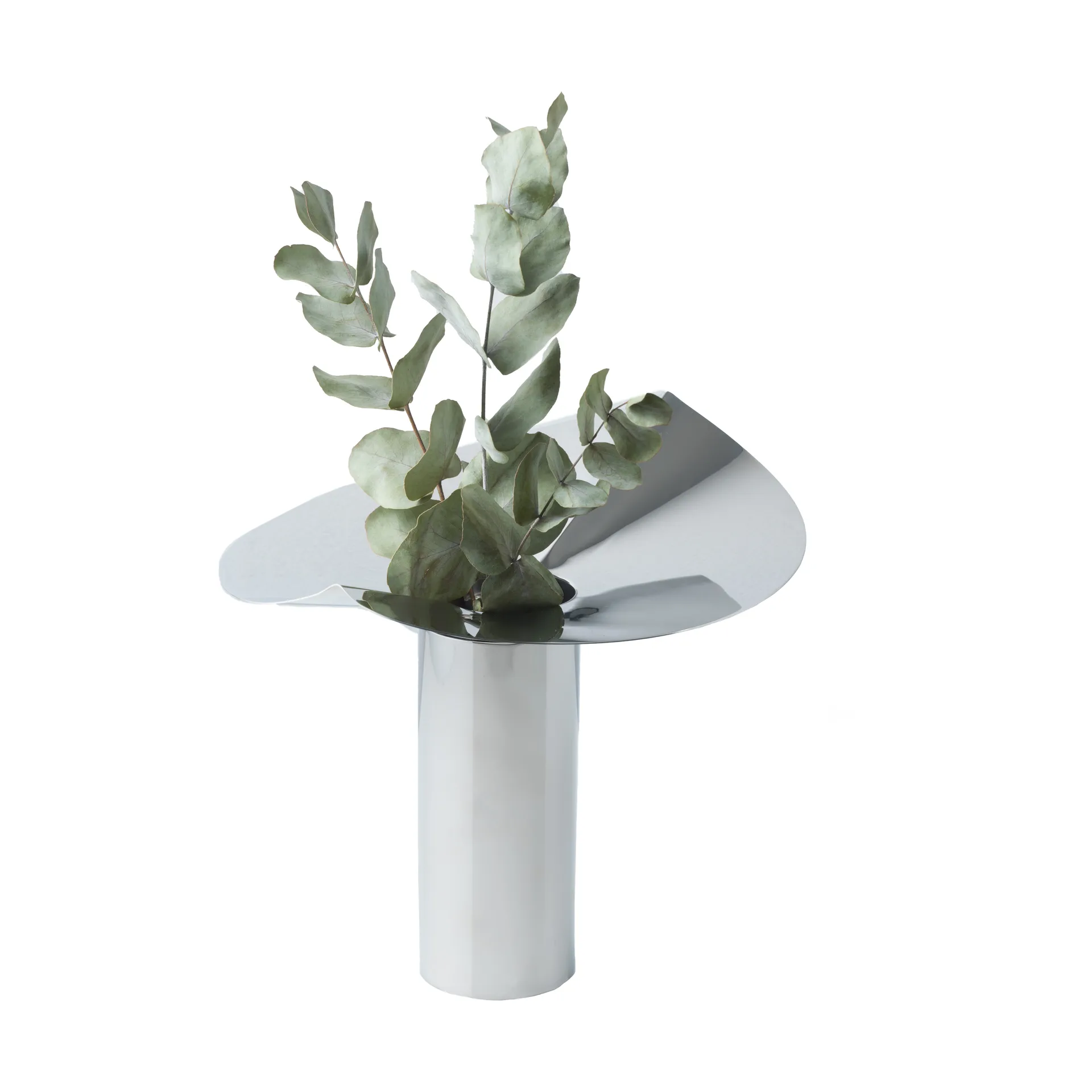 Löv vase-lysholder, Rustfritt stål, 22.5 cm KLONG