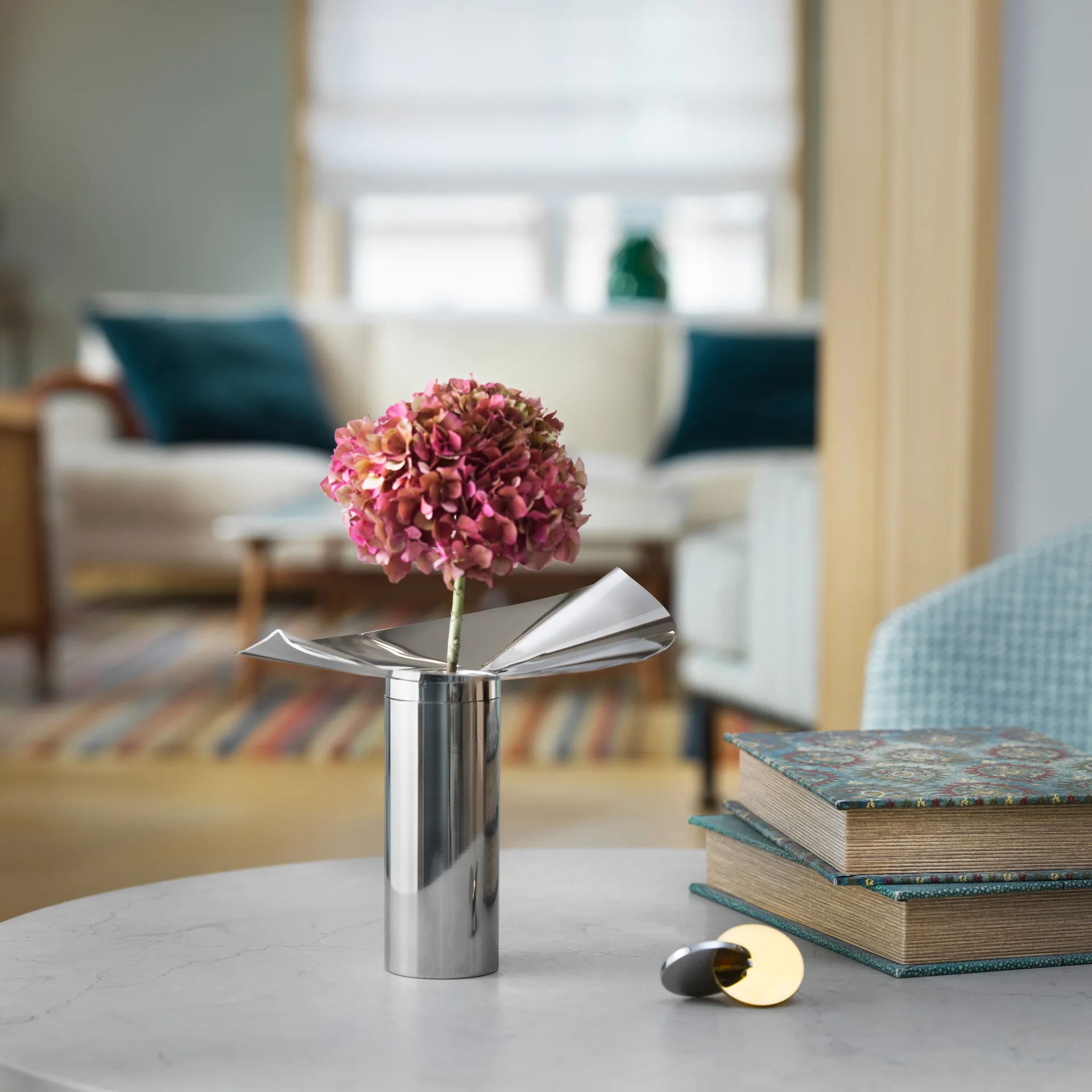 Löv vase-lysholder, Rustfritt stål, 22.5 cm KLONG